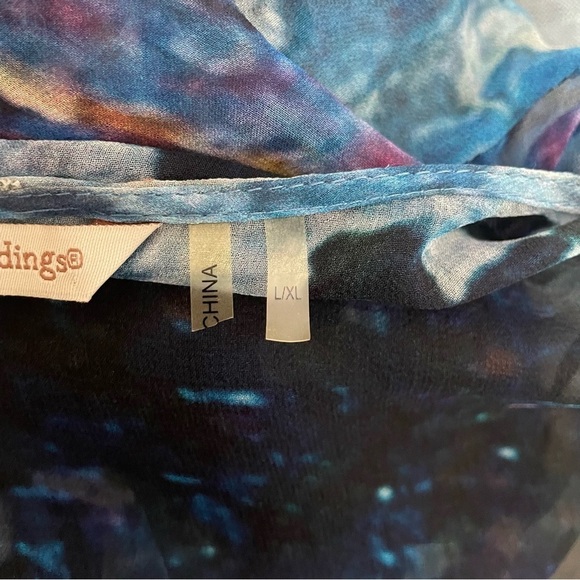 Soft Surroundings Oversized Blue Painting Pattern Silk Top EUC 29212 Size L/XL - Picture 7 of 9